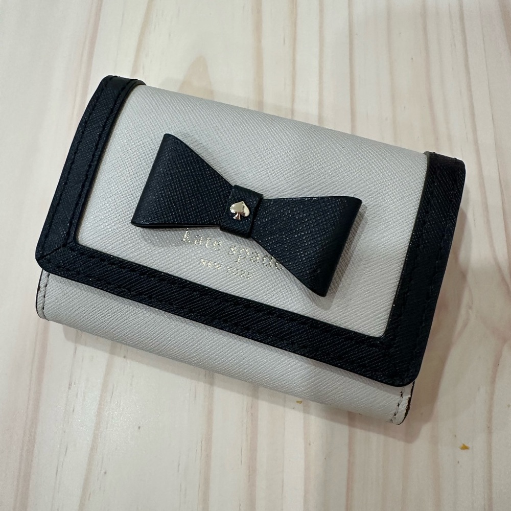 Kate Spade Black and Cream Wallet with Bow